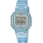 ساعت زنانه کاسیو LA-20WHS-2ADF سری اسپرت موتور کوارتز برند CASIO ، صفحه دیجیتال خاکستری، بند و قاب رزین آبی، ضد آب تا 30 متر، مجهز به کرنومتر دقیق، دارای نشانگر تاریخ و نشنانگر روز های هفته.