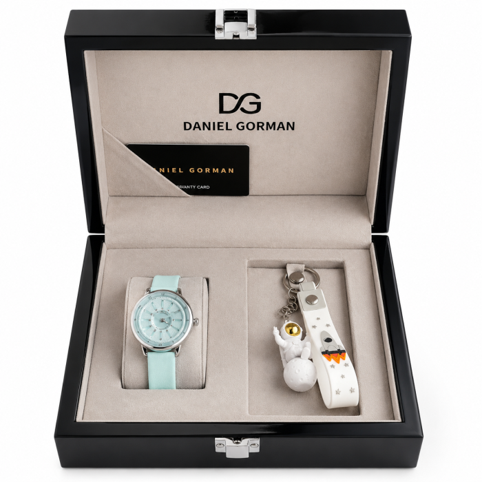 ساعت یونیسکس دنیل گورمن dg0121.sg بند چرم آبی آسمانی با نشانگر مگنتی زمان با صفحه ای آبی روشن - Image 2