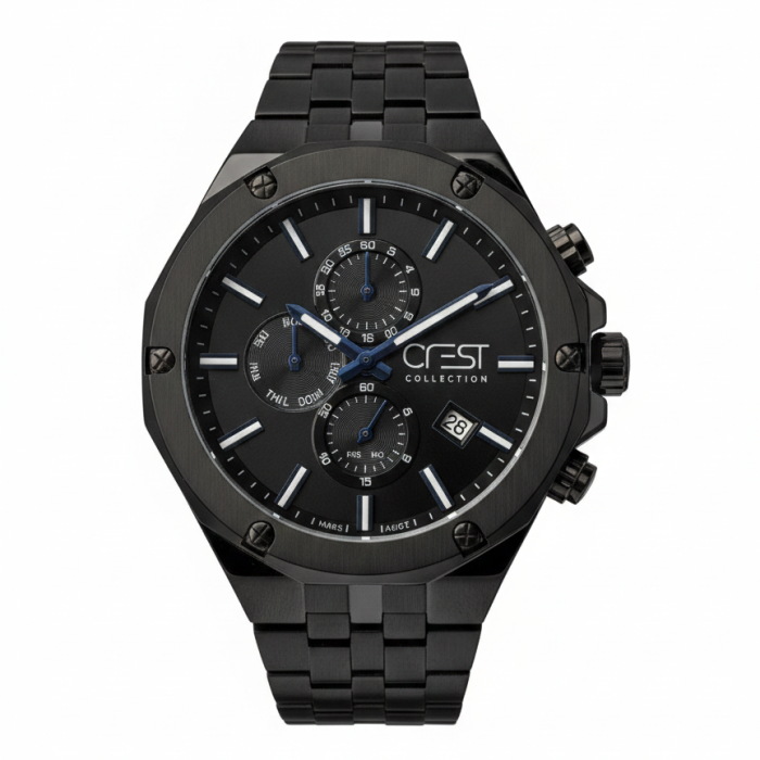 135.png ساعت کرست مردانه 6309-5 استیل تمام مشکی dual time موتور سه حالته - Image 1