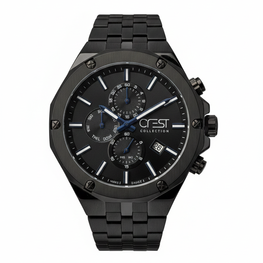 135.png ساعت کرست مردانه 6309-5 استیل تمام مشکی dual time موتور سه حالته - Image 1