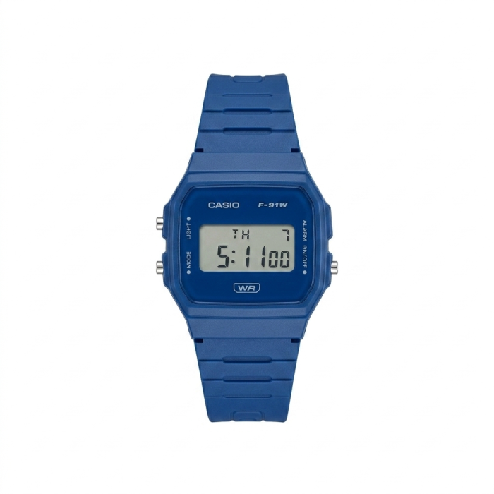 ساعت کاسیو یونیسکس f-91wb-2a1df دیجیتال اسپرت کیس رزین ابی بند رابر ابی - Image 1